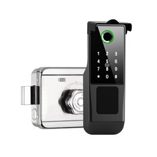 老式门改防盗智能锁家用不锈钢铁门家用电子指纹密码乡村围墙栅栏