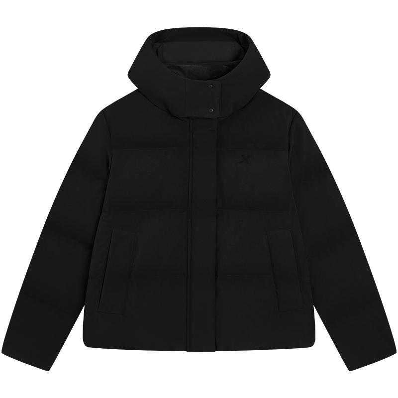 特步短款羽绒服女士2026年冬季新款面包服鸭绒保暖外套运动上衣女