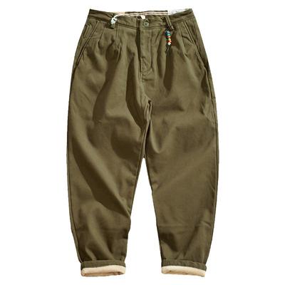 冬季加绒加厚微弹休闲裤男直筒