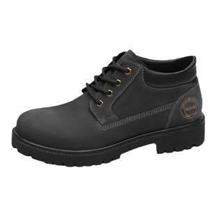 金利来男鞋秋冬季新款真皮工装靴复古马丁靴低帮磨砂牛皮大头皮鞋