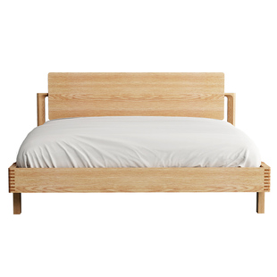 全实木床1.8米1.5双人床白橡木床北欧现代简约卧室家具原木木蜡油