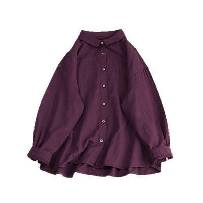 宽松通勤单排扣长袖双层纱衬衫