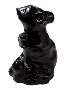 天然黑色金钱鼠石雕摆件中式礼品