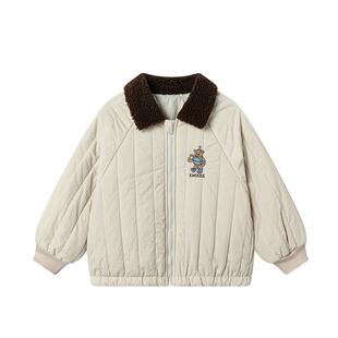 嫚熙童装儿童夹棉外套秋冬加厚保暖棉服男女童翻领棒球服外出夹克