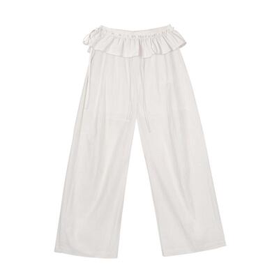 轻薄感纸感长裤复古可拆解褶皱