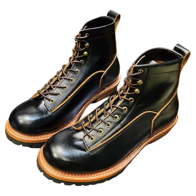 高级感阿美咔叽男鞋厚底增高皮靴