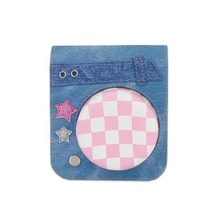 富士拍立得mini41甜心牛仔相机包帆布格纹收纳袋配肩带可斜挎