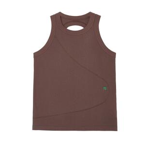 ALL BEINGS25SS设计师款深棕色装饰线露背吊带背心夏季新款女