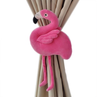 卡通毛绒火烈鸟窗帘绑带乔治的恐龙可爱儿童房纱帘绑带装饰点缀