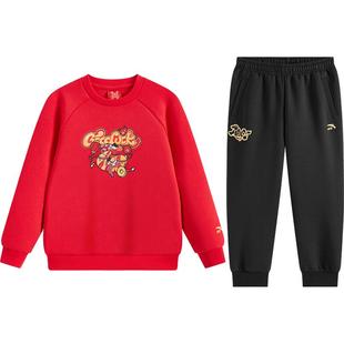 【马年红色新年】安踏男童宝宝套装卫衣卫裤时尚两件套2026拜年服