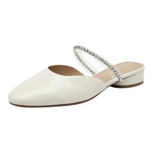 自由姿色包头凉鞋女春夏季新款仙女风低跟单鞋银色玛丽珍女鞋