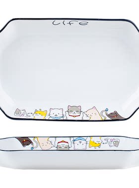 猫咪家用陶瓷大号鱼盘