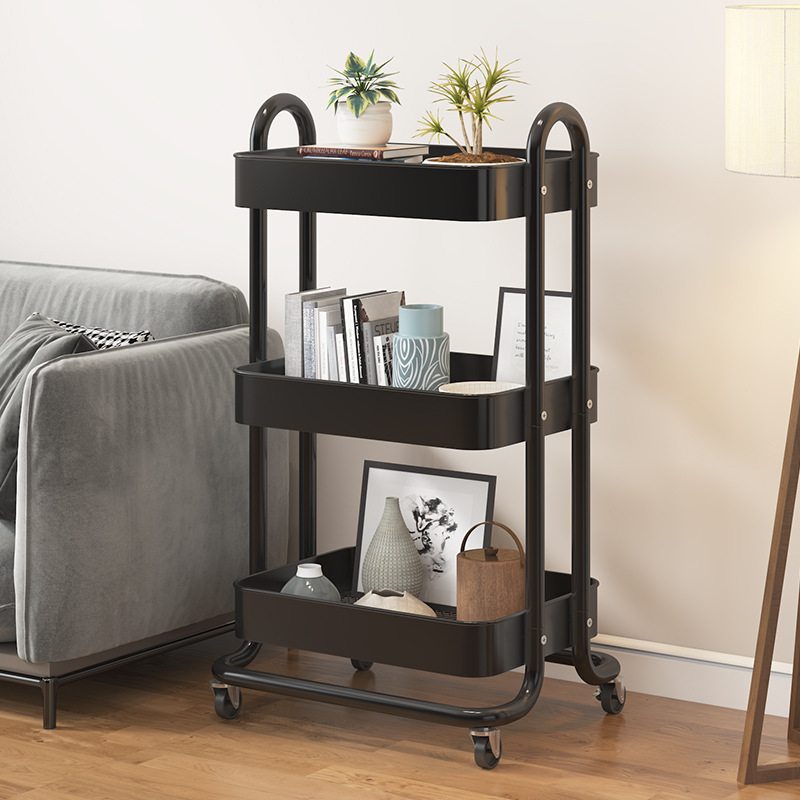 厨房移动小推车置物架家用多层收纳架客厅卧室落地零食储物架子