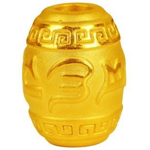 黄金六字真言串珠3d硬金足金999路路通diy转运珠编绳手链男士女款
