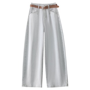 宽松弯刀牛仔裤女2026春季春款高腰显瘦垂感直筒拖地百搭休闲长裤