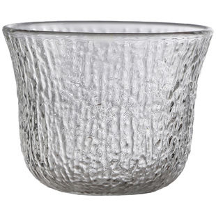 日式玻璃功夫茶杯6只装喝茶小杯子精致茶碗家用锤纹品茗杯透明