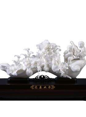 福寿双全陶瓷花摆件客厅玄关电视