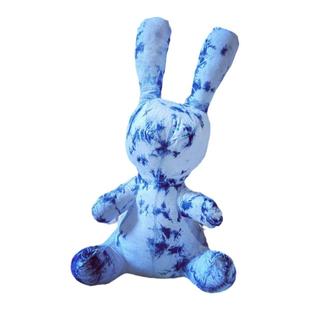 纯棉布偶兔子恐龙公仔玩偶白胚扎染靛蓝染 全冷染手工DIY 送教程