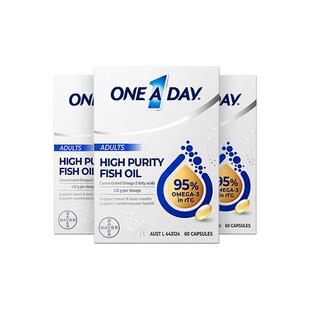 【自营】拜耳OneADay水晶鱼油95%高纯度omega3深海鱼油DHA60粒*3