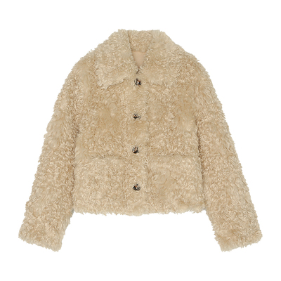 夏天家卷毛泰迪熊短款羊羔毛外套