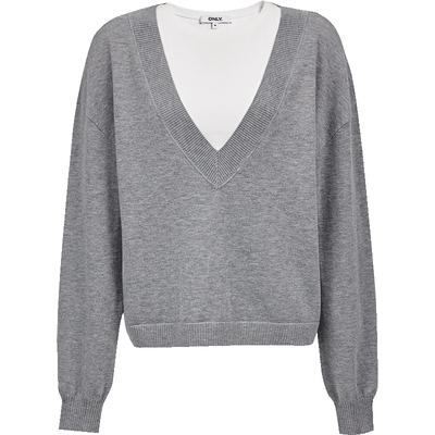 ONLY两件套长袖落肩针织衫