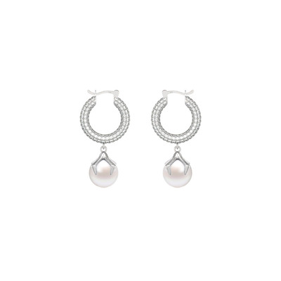 KVK满钻爪镶珍珠耳环原创设计