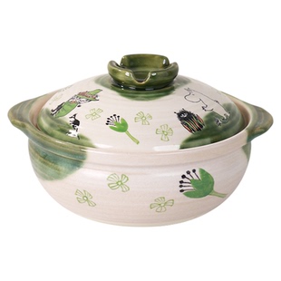 姆明夏日绿意砂锅铀下彩保温粗陶瓷煲耐干烧不易裂焖饭锅巴土锅