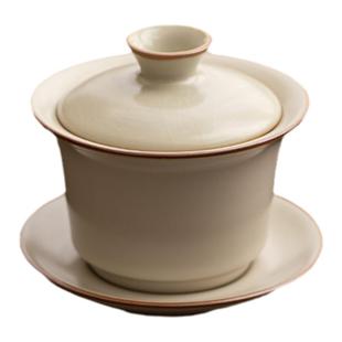 韩恬繁 汝窑泡茶三才盖碗单个高档茶碗带盖茶具高端功夫茶泡茶杯