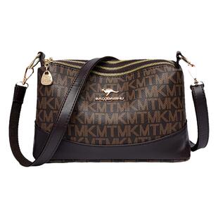 真皮中年妈妈包2025新款印花女包软皮包包多层休闲女士单肩斜挎包