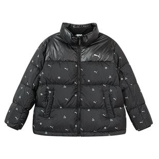 PUMA彪马男童羽绒服秋冬装新款中大儿童保暖满印立领面包服厚外套