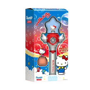 正版凯蒂猫泡泡棒HelloKitty电动泡泡魔法棒儿童全自动不漏水吹泡泡机女孩生日礼物带灯光音乐泡泡水补充液