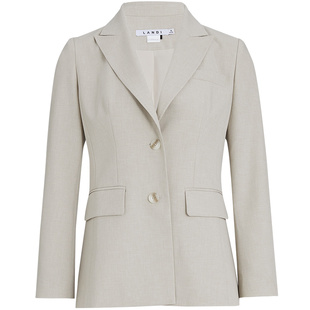 LANDI秋季新款浅灰色修身西装外套女职业通勤西服上衣