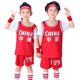 儿童篮球服套装假两件男女童短袖球衣幼儿园表演服学生定制训练服