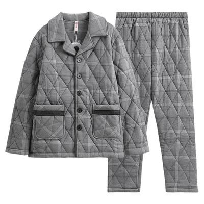 芬腾男士秋冬季三层夹棉睡衣套装