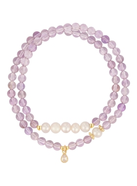 AJIDOU手串女紫水晶双层手链手饰