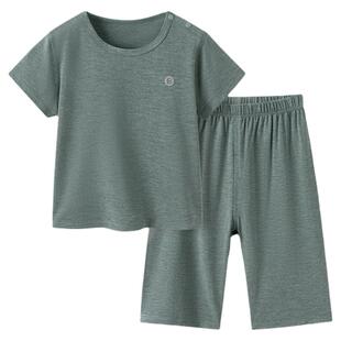 babylove宝宝家居服套装夏季薄款婴幼儿睡衣空调服短袖上衣九分裤