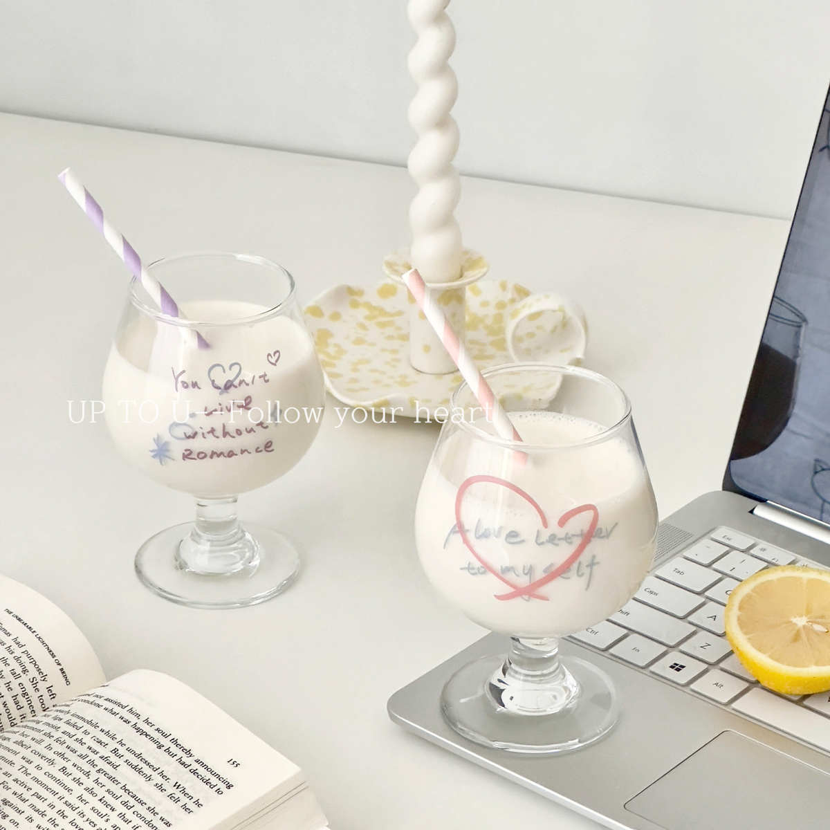 SHˇ粉色少女心ins透明玻璃高脚红酒杯可爱高颜值牛奶果汁冷饮杯