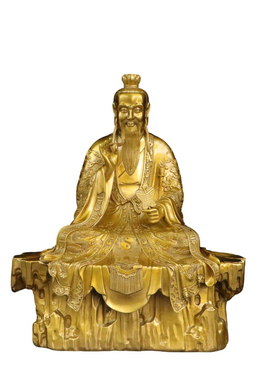纯黄铜太上老君摆件太清道德天尊