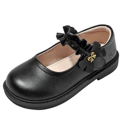 芭比女童演出黑皮鞋软底