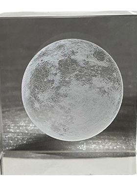 月球立方体桌面摆件水晶球小夜灯