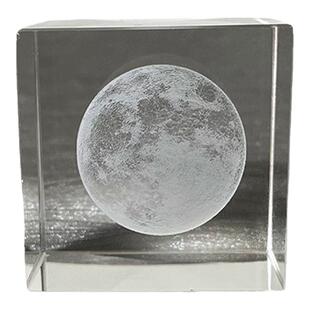 创意月球水晶立方体桌面摆件月亮水晶球太阳银河系小夜灯治愈文艺
