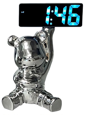 北欧暴力熊时钟摆件客厅卧室电视柜玄关柜桌面装饰品乔迁新居礼品