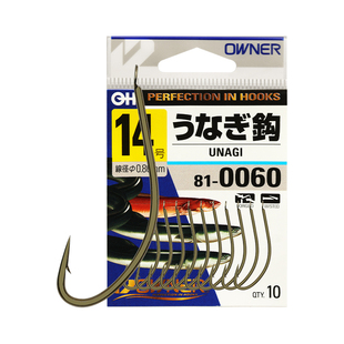 OWNER日本进口欧纳长柄鱼钩有倒刺歪嘴秋田狐型鳗鱼昂刺钩810060