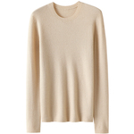 藏不住的奢~高定精纺100%纯山羊绒衫女圆领纯羊绒毛衣针织打底衫