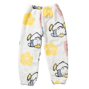 儿童睡裤珊瑚绒男童裤子秋冬女童法兰绒保暖家居裤加厚大童暖暖裤