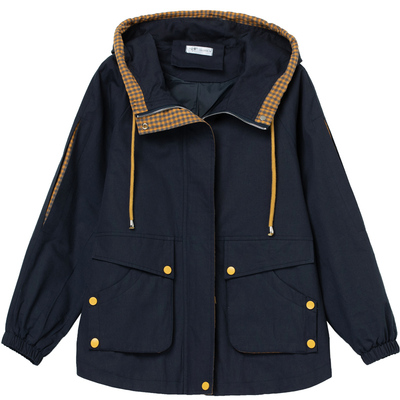 中年纯棉连帽外套女2023秋装新款