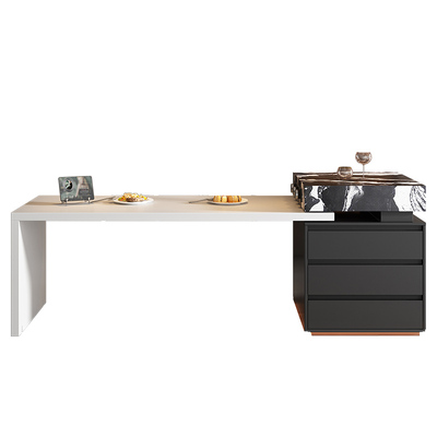 岛台餐桌一体家用可伸缩意式现代岩板导台厨房高级轻奢倒台一体桌