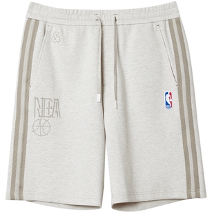 杰克琼斯男装NBA联名款春季新款字母松紧抽绳日常篮球休闲短裤子