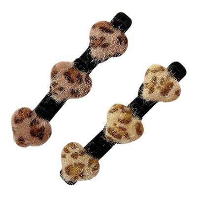 复古豹纹编发发夹刘海专用