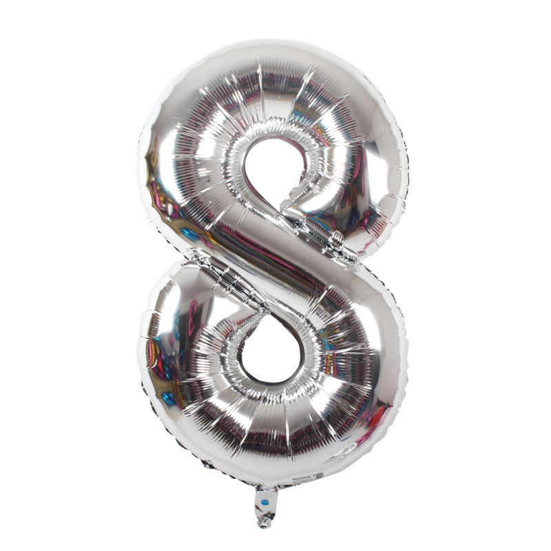 银色数字生日派对场景布置气球